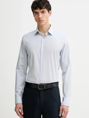 Calvin Klein koszula męska kolor niebieski slim z kołnierzykiem klasycznym LV019EU080