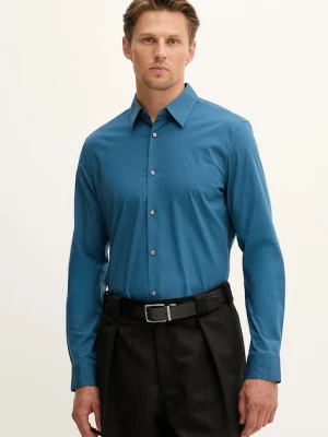 Calvin Klein koszula męska kolor niebieski slim z kołnierzykiem klasycznym LV04LB145G