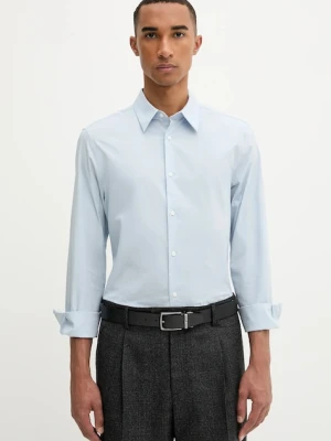 Calvin Klein koszula męska kolor niebieski slim z kołnierzykiem klasycznym LV04LB145G