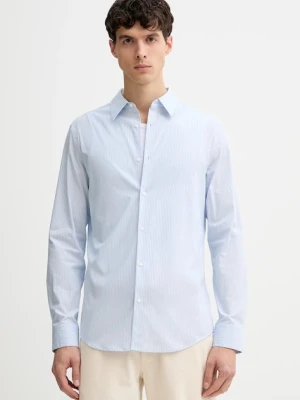 Calvin Klein koszula męska kolor niebieski slim z kołnierzykiem klasycznym LV04LE120G