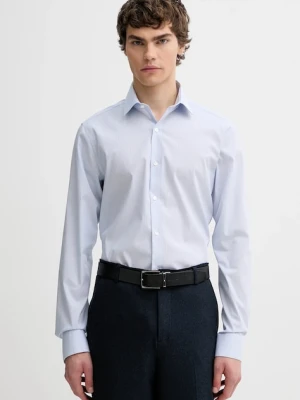 Calvin Klein koszula męska kolor niebieski slim z kołnierzykiem włoskim LV019EU088