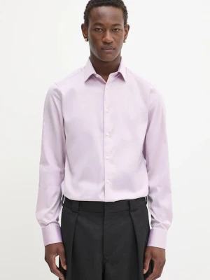 Calvin Klein koszula męska kolor różowy slim z kołnierzykiem włoskim LV019EU035