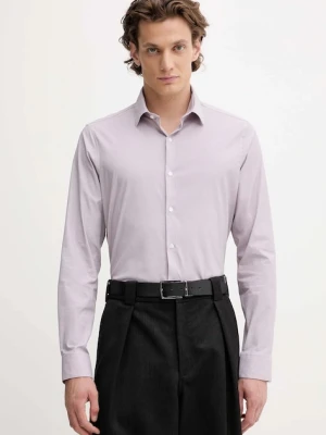 Calvin Klein koszula męska kolor różowy slim z kołnierzykiem włoskim LV019EU074