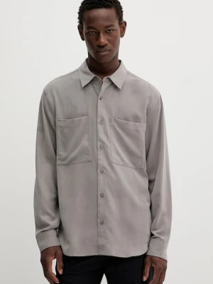 Calvin Klein koszula męska kolor szary relaxed z kołnierzykiem klasycznym LV04LC109G
