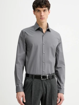 Calvin Klein koszula męska kolor szary slim z kołnierzykiem klasycznym LV019EU037