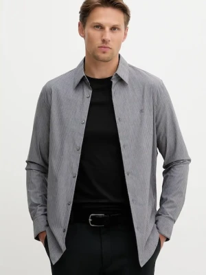 Calvin Klein koszula męska kolor szary slim z kołnierzykiem włoskim LV04LD135G