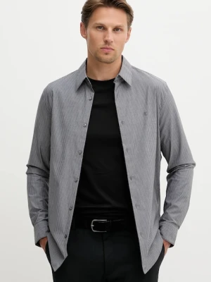 Calvin Klein koszula męska kolor szary slim z kołnierzykiem włoskim LV04LD135G