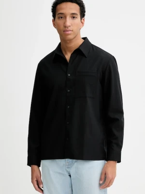 Calvin Klein koszula z dodatkiem wełny kolor czarny LV04LD115G