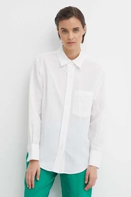 Calvin Klein koszula z domieszką lnu kolor biały relaxed z kołnierzykiem klasycznym K20K206694