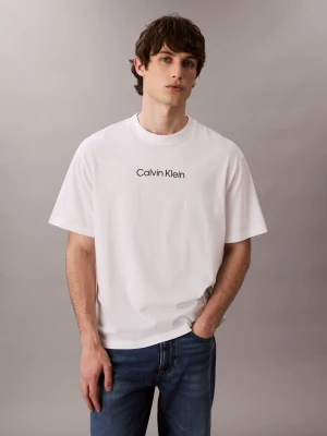 Calvin Klein Koszulka męska Mężczyźni Bawełna biały jednolity,