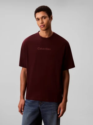 Calvin Klein Koszulka męska Mężczyźni Bawełna czerwony jednolity,