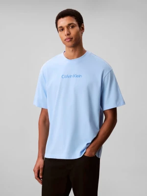 Calvin Klein Koszulka męska Mężczyźni Bawełna niebieski jednolity,