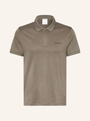 Calvin Klein Koszulka Polo Z Dżerseju, Krój Slim Fit braun KHAKI