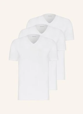 Calvin Klein Koszulka W Serek, 3 Szt. Cotton Stretch Blend weiss