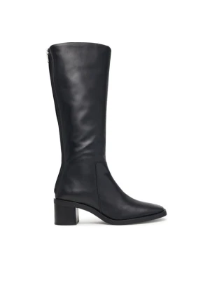 Calvin Klein Kozaki Block Heel High Boot Zip Lth HW0HW03172 Czarny