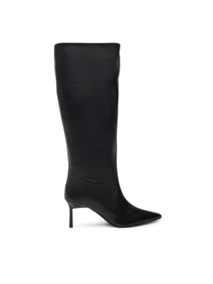 Calvin Klein Kozaki Heel Knee Boot 70 Lth HW0HW02162 Czarny