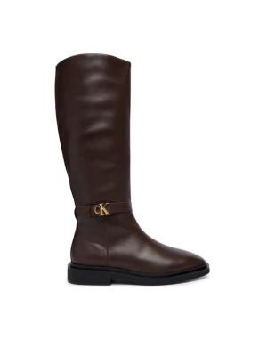 Calvin Klein Kozaki Square High Boot Lth Mg Hdw HW0HW03187 Brązowy