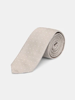 Calvin Klein krawat z dodatkiem jedwabiu kolor beżowy CK2111E005
