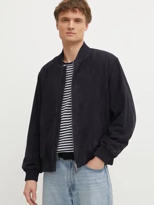 Calvin Klein kurtka bomber zamszowa kolor granatowy przejściowa K10K114116