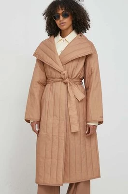 Calvin Klein kurtka damska kolor beżowy przejściowa