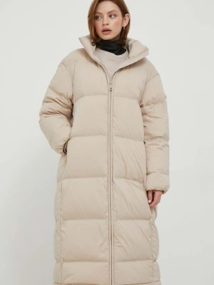 Calvin Klein kurtka puchowa damska kolor beżowy zimowa oversize