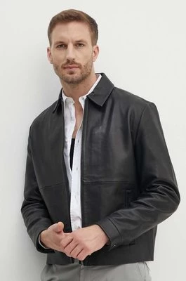 Calvin Klein kurtka skórzana męska kolor czarny przejściowa K10K113014