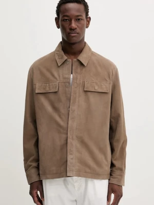 Calvin Klein kurtka zamszowa kolor beżowy przejściowa LV04LC425G