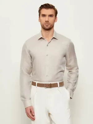 Calvin Klein Lniana koszula | Slim Fit