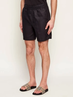 Calvin Klein Lniane szorty chino | Straight fit czarny