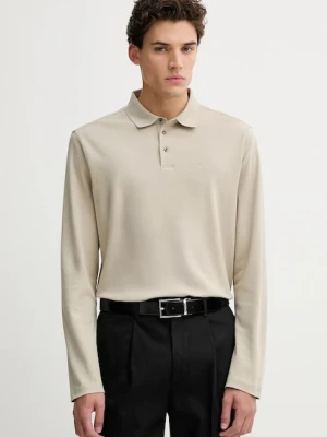 Calvin Klein longsleeve bawełniany kolor beżowy gładki LV040EM909