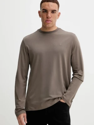 Calvin Klein longsleeve bawełniany kolor beżowy gładki LV04LD227G