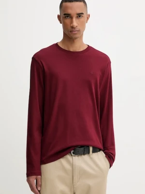 Calvin Klein longsleeve bawełniany kolor bordowy gładki LV04LD227G