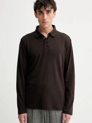 Calvin Klein longsleeve bawełniany kolor brązowy gładki LV040EM909