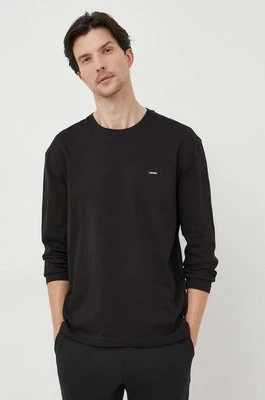 Calvin Klein longsleeve bawełniany kolor czarny gładki