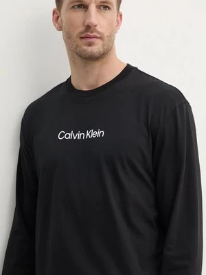 Calvin Klein longsleeve bawełniany kolor czarny z nadrukiem K10K112396