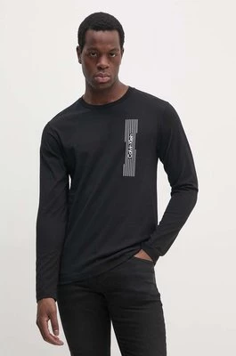 Calvin Klein longsleeve bawełniany kolor czarny z nadrukiem K10K113589