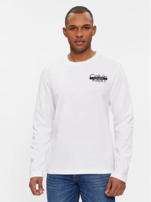 Calvin Klein Longsleeve Cut Through Logo Ls T-Shirt K10K112891 Biały Regular Fit