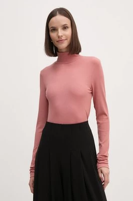 Calvin Klein longsleeve damski kolor różowy z półgolfem K20K207747