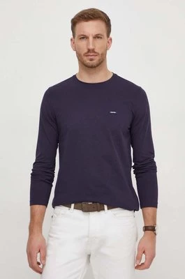 Calvin Klein longsleeve męski kolor granatowy gładki