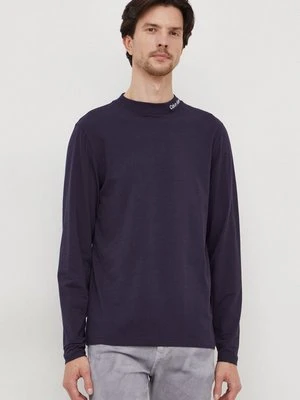 Calvin Klein longsleeve męski kolor granatowy gładki