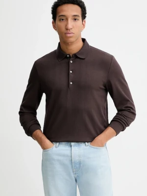 Calvin Klein longsleeve z domieszką wełny kolor brązowy LV04LD214G