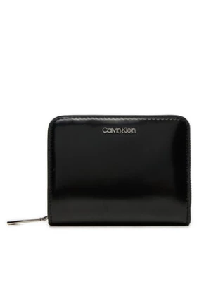 Calvin Klein Mały Portfel Damski Ck Must Medium Zip Around_Shiny K60K612847 Czarny