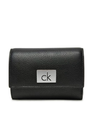 Calvin Klein Mały Portfel Damski Ck Plaque Small Trifold W/Zip K60K612834 Czarny