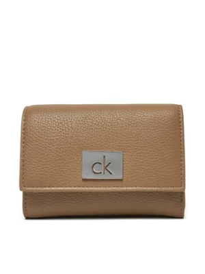 Calvin Klein Mały Portfel Damski Ck Plaque Small Trifold W/Zip K60K612834 Szary