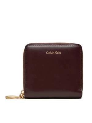 Calvin Klein Mały Portfel Damski Hardware Square Zip Around LV04F1044G Bordowy