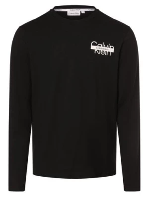 Calvin Klein Męska koszula z długim rękawem Mężczyźni Bawełna czarny jednolity,