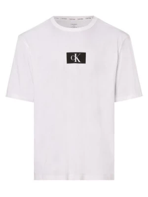 Calvin Klein Męska koszulka od piżamy Mężczyźni Bawełna biały nadruk,