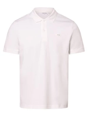 Calvin Klein Męska koszulka polo Mężczyźni Bawełna biały jednolity,