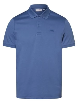 Calvin Klein Męska koszulka polo Mężczyźni Bawełna niebieski jednolity,
