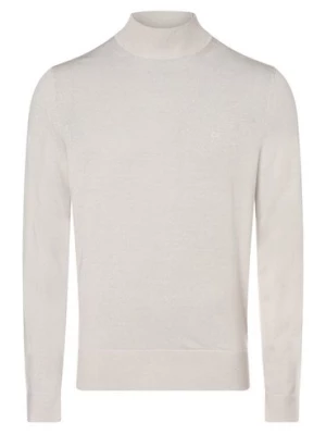Calvin Klein Męski sweter z wełny merino Mężczyźni Wełna merino beżowy jednolity,